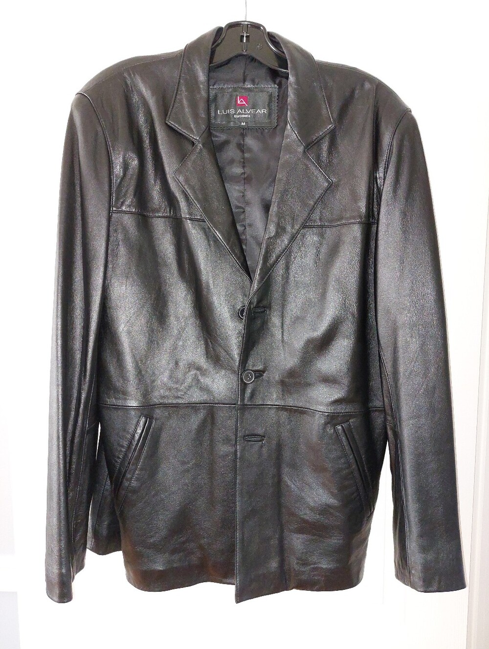 Luis Alvear Men's Black Leather Blazer Jacket